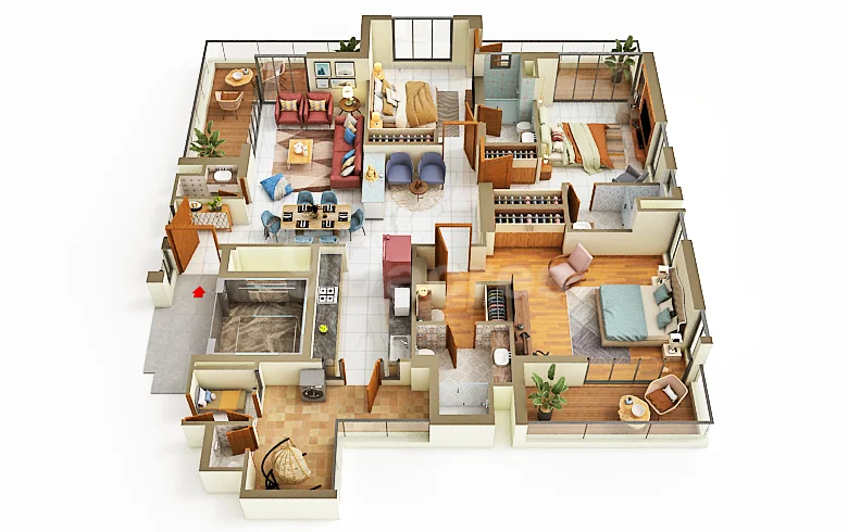TARC Ishva Floor Plan — 3 BHK — 1,588 sq. ft. Carpet