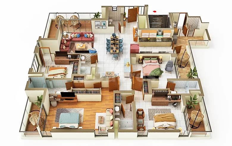 TARC Ishva Floor Plan — 4 BHK — 2,156 sq. ft. Carpet